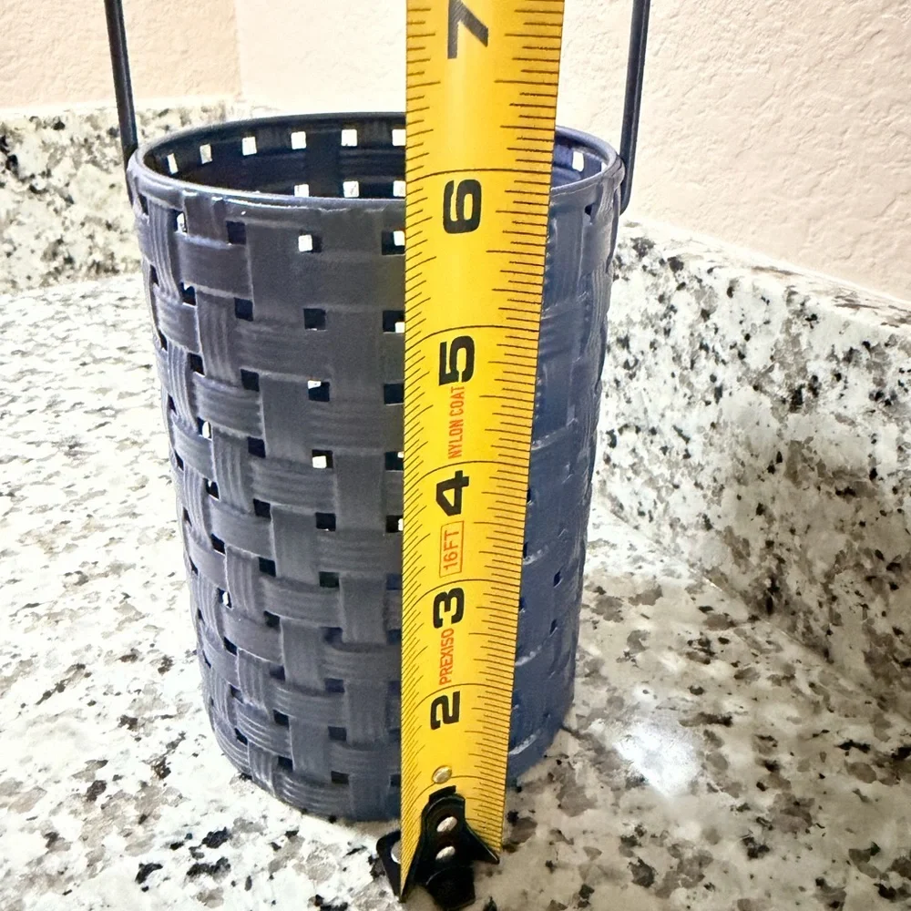 Ashland Woven Metal Baskets in Mustard Yellow and Slate Blue